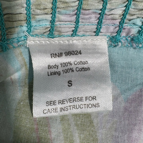 NWT Anthropologie Love The Label Turquoise Cotton Floral Print Blouse Size Small - Picture 12 of 13
